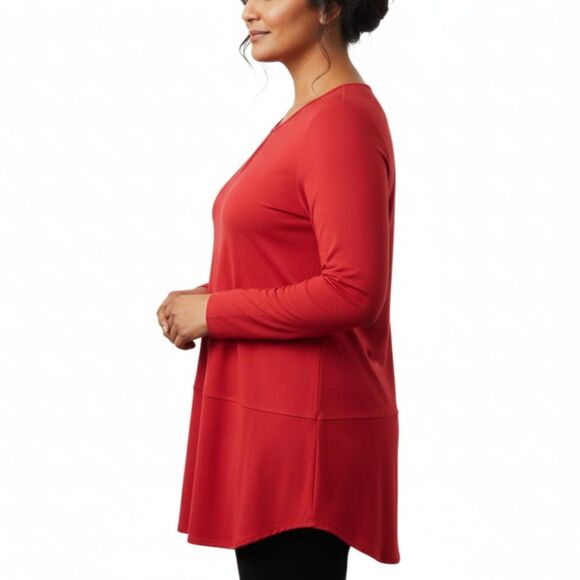 Lauren Ralph Lauren Modest Red Tunic Top  Long Sleeve Stretchy Knit Sz L - Picture 2 of 11